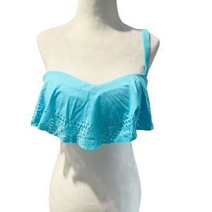 NWT SOMA SWIM Flounce Bandeau Bikini Top Blue Size 38C/36D